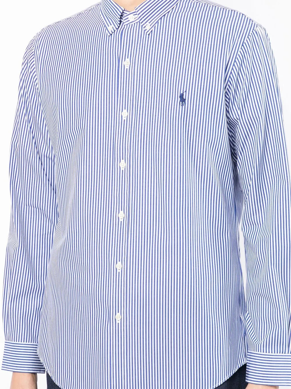 pinstriped button-down shirt