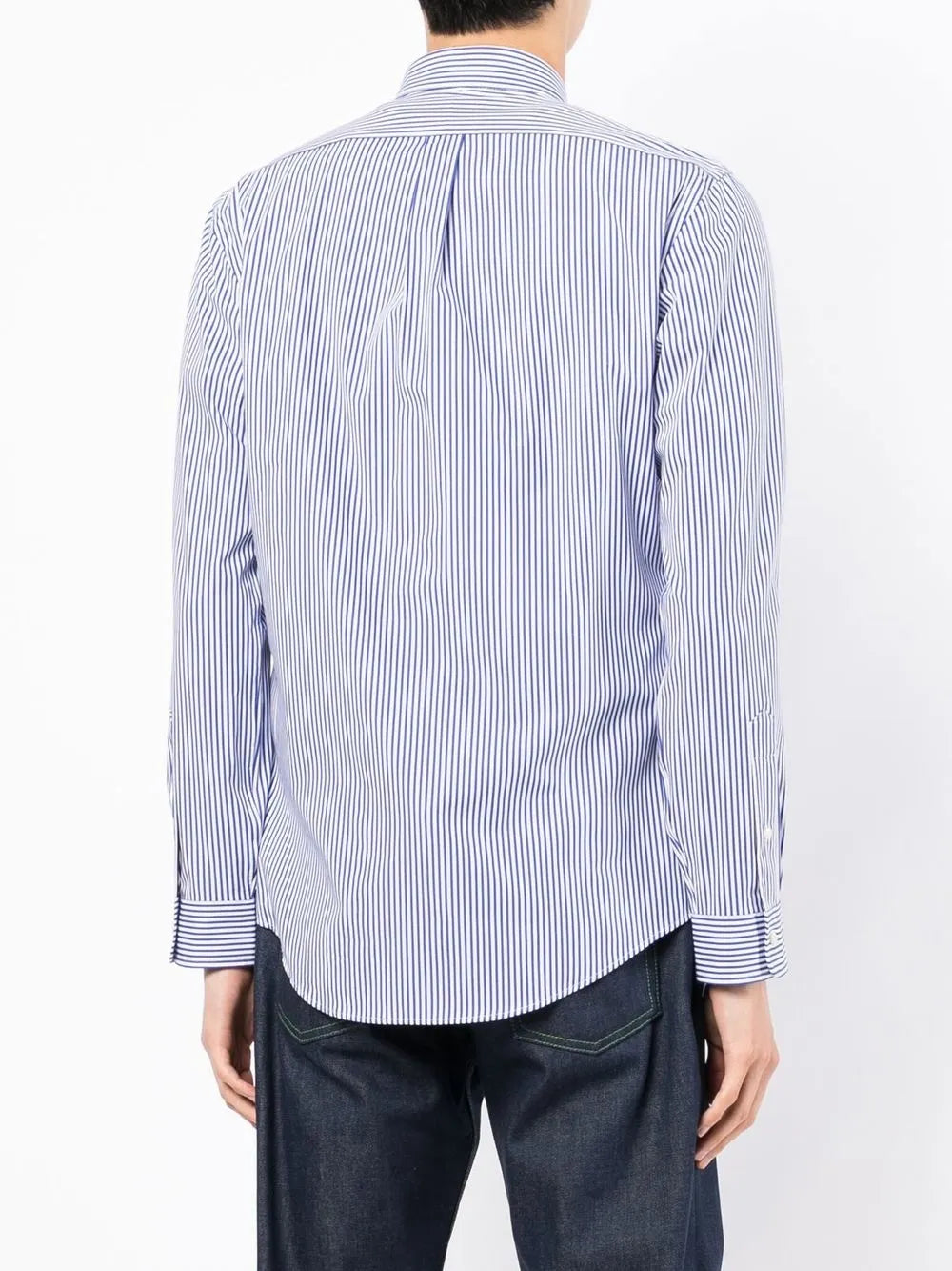 pinstriped button-down shirt