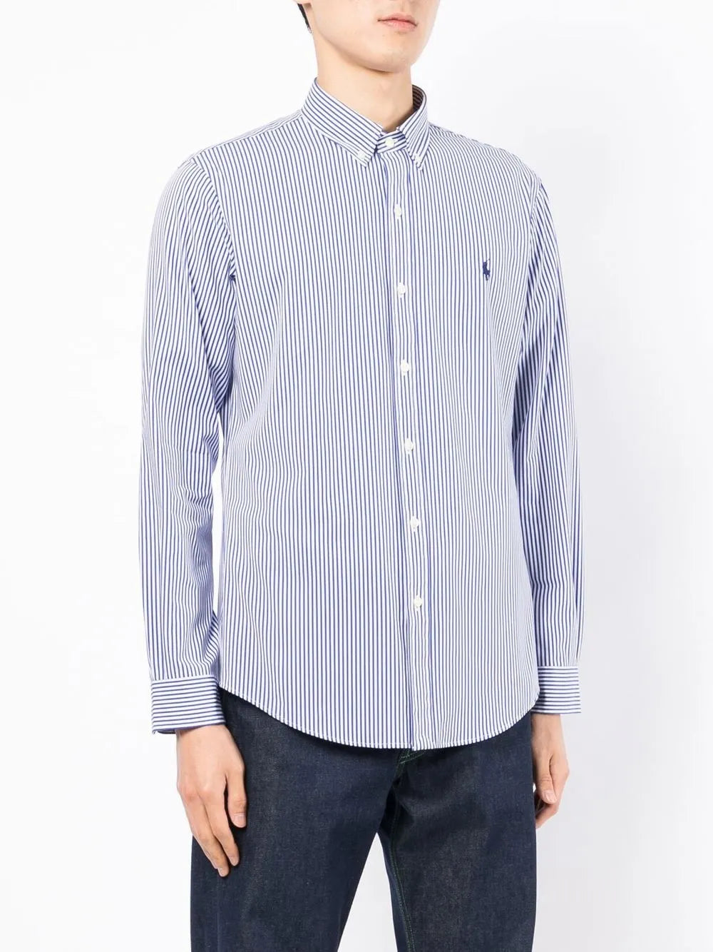 pinstriped button-down shirt