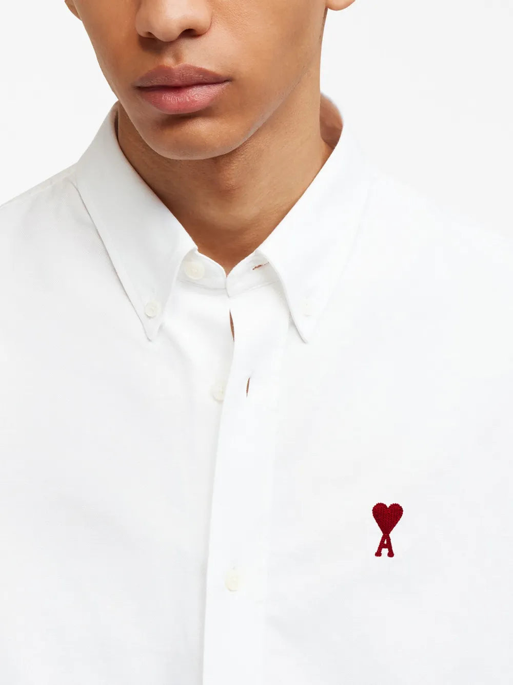 AMI Paris logo-embroidered poplin shirt