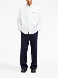 AMI Paris logo-embroidered poplin shirt