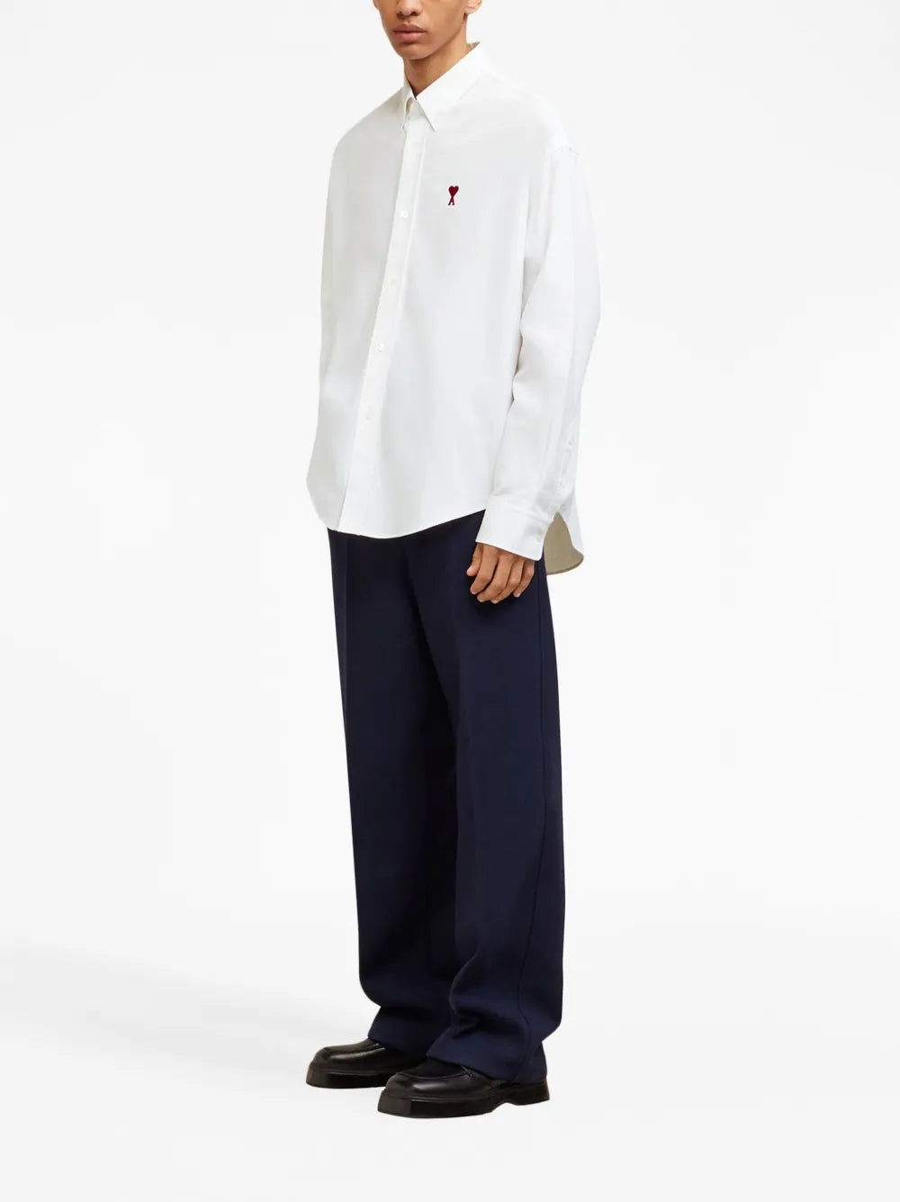 AMI Paris logo-embroidered poplin shirt