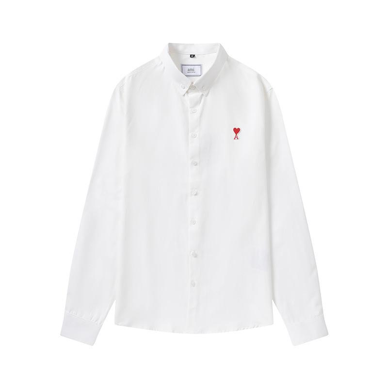 AMI Paris logo-embroidered poplin shirt