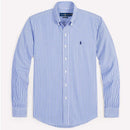 pinstriped button-down shirt