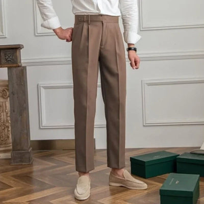 Man Suits Pants Fluid Khaki Draped Trousers
