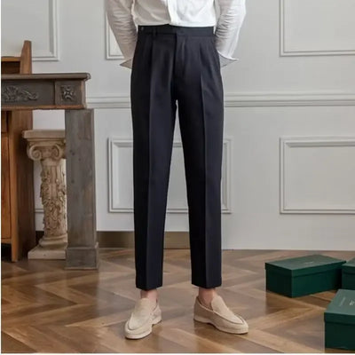 Man Suits Pants Fluid Khaki Draped Trousers