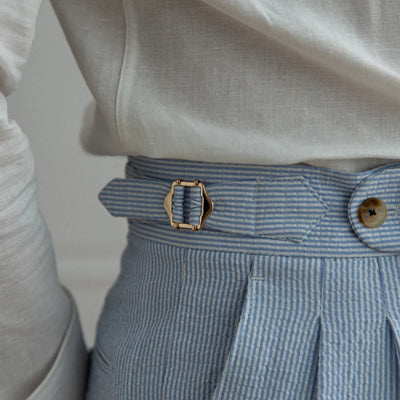 Laciero Seersucker High-Waist Striped Pants – British Summer Style