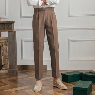 Man Suits Pants Fluid Khaki Draped Trousers