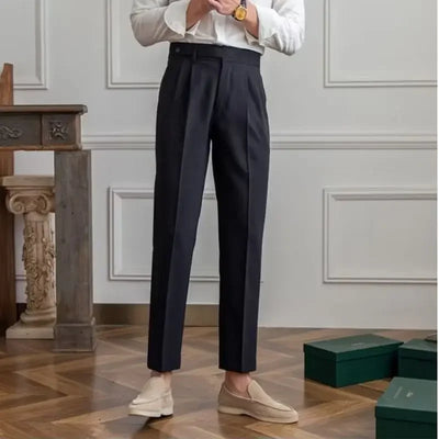 Man Suits Pants Fluid Khaki Draped Trousers