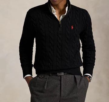 Cable-Knit Cotton Quarter-Zip