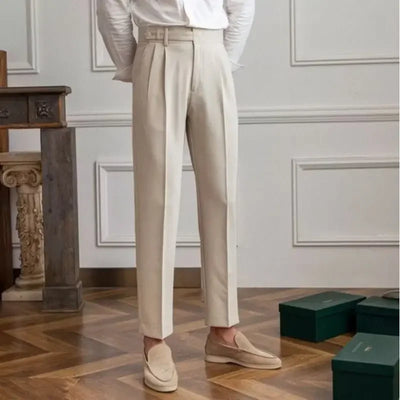Man Suits Pants Fluid Khaki Draped Trousers