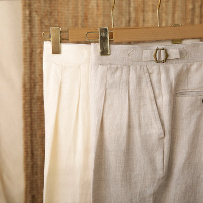 Laciero 100% Linen Double-Pleated Pants – Business Casual Fit