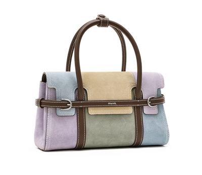 Pastel colorblock structured handbag, front view